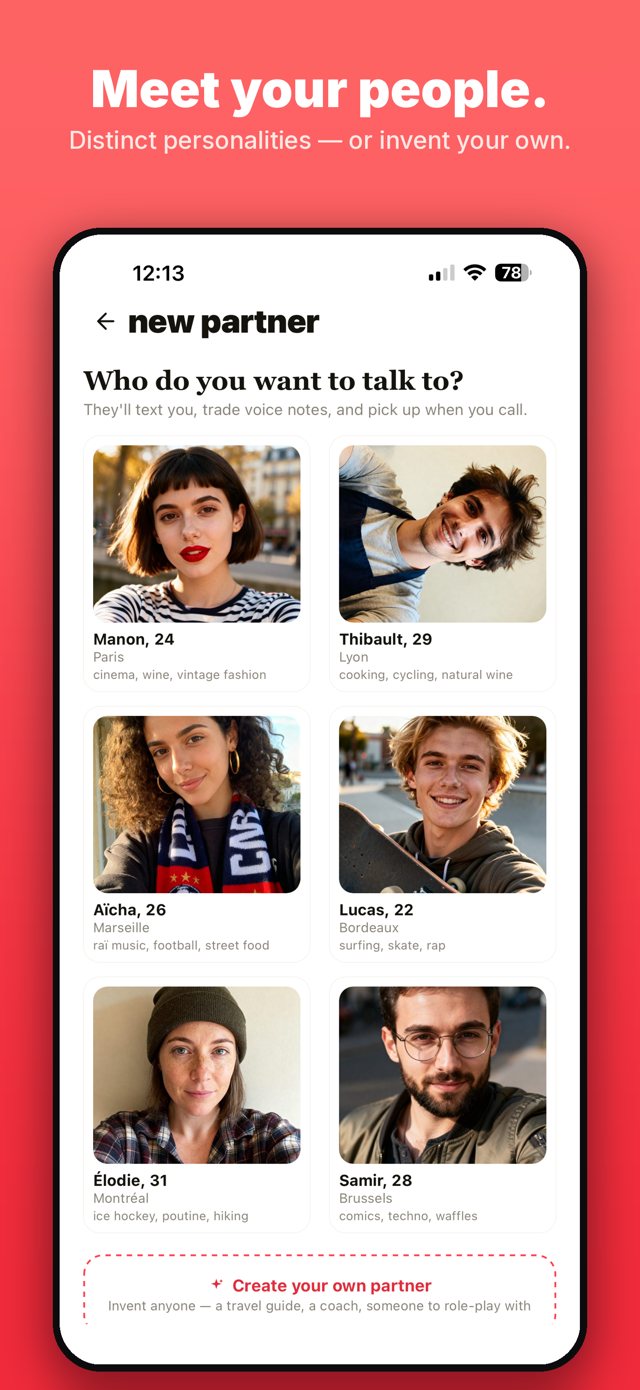 Meet your people — partners with distinct personalities, or invent your own